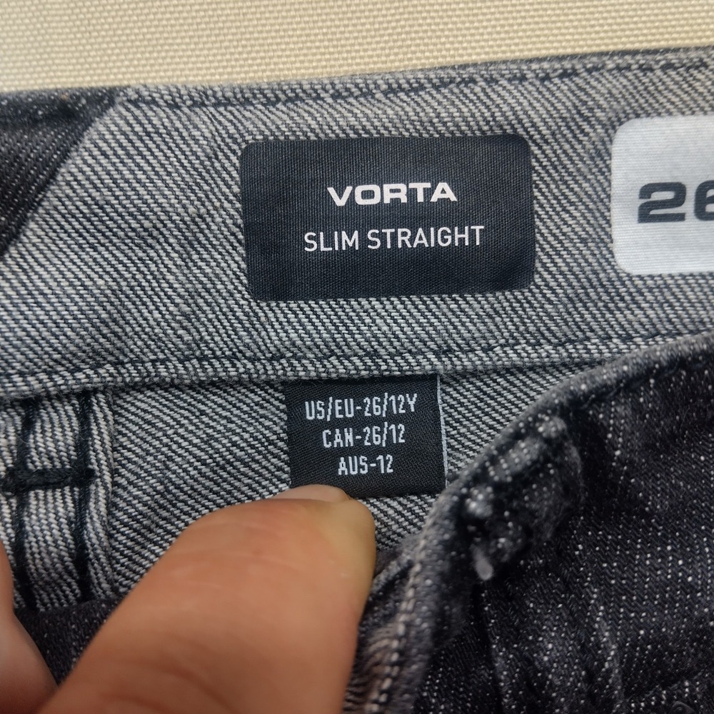 Volcom Vorta Slim Straight Jeans Mens 26 Dark Wash Black Denim Pants - Picture 4 of 8